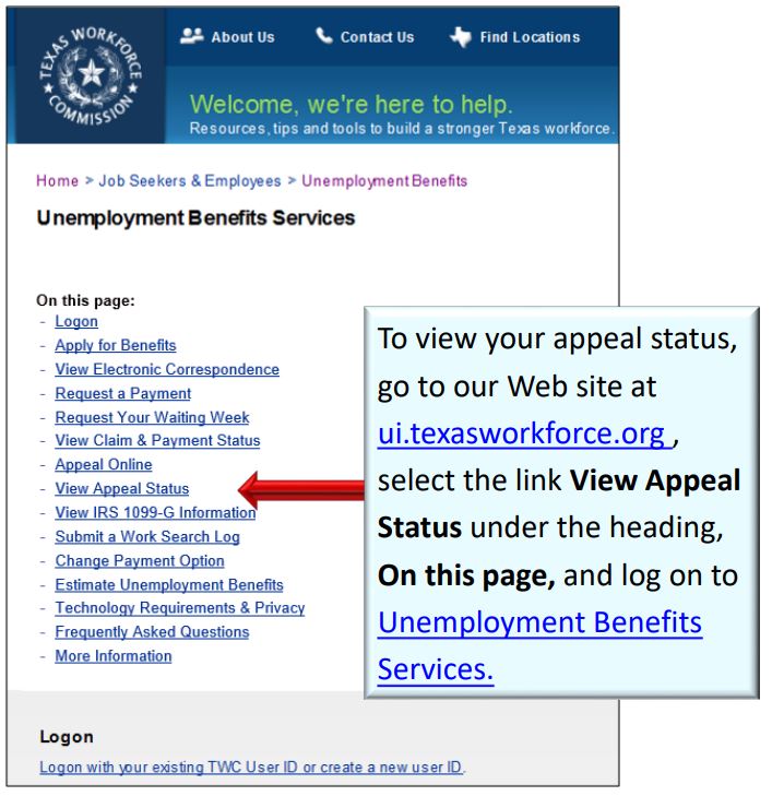 Texas Unemployment - Appeal Status