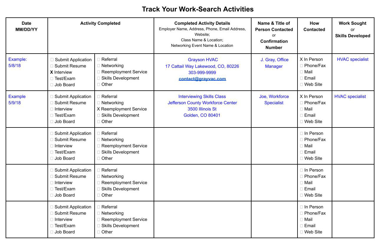 Colorado Work Search Form