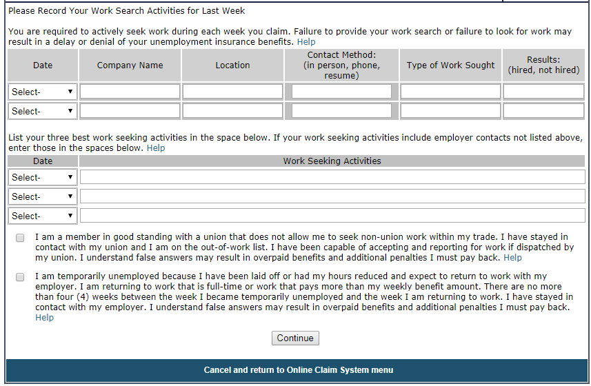 Report Work Search Activities